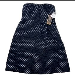 Vans Cherry Strapless Dress Junior Small Black White Polka Dot Flare Midi New