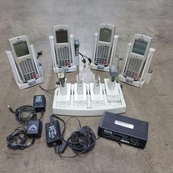 4 Symbol PDT-6840 Portable Data Terminal Barcode Scanners + 4x Symbol CBU 32-01-00 21-32665-02 Single Slot Charger Cradle + 4 Slot Battery Cha