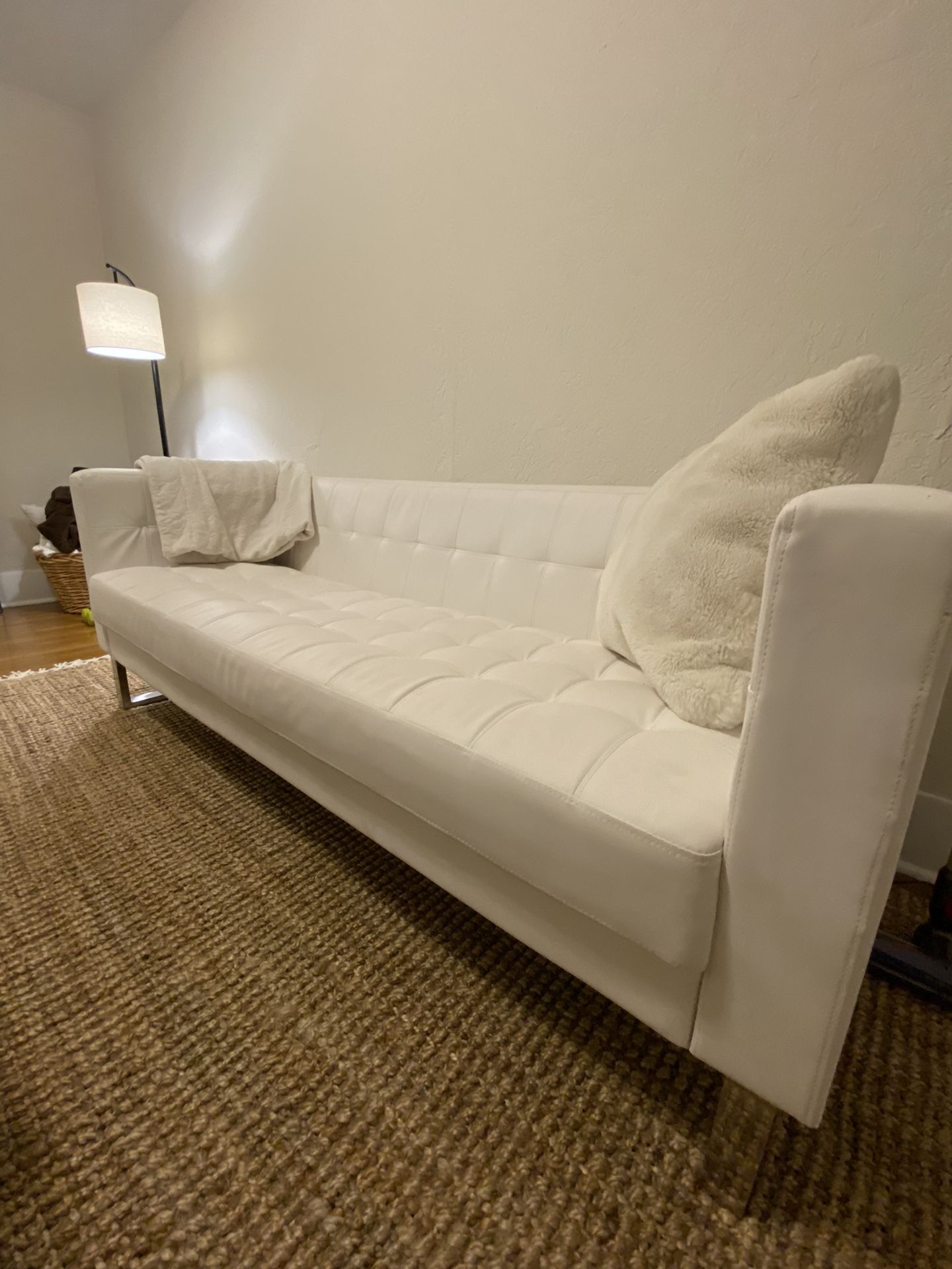 White Leather Couch 