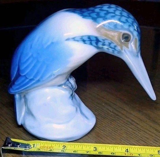 Vintage Bing & Grondahl Kingfisher Bird Figurine #1885 B&G Denmark Porcelain