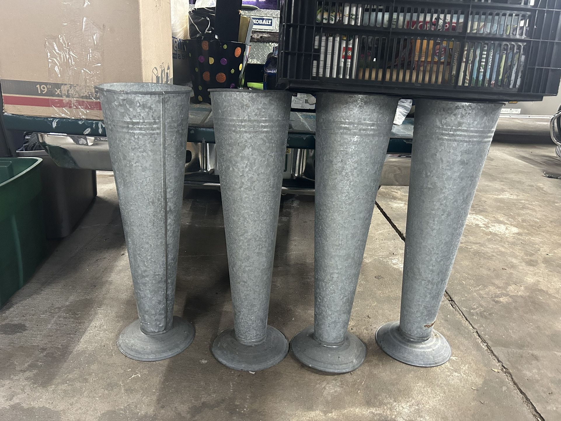 Galvanized Flower Holders Large