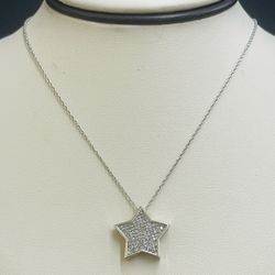 14K White Gold Diamond Star Necklace