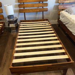 Solid Wood Twin Size Bed Frame Mid Century Style