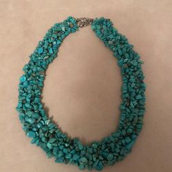 Turquoise Necklace Woman's Beaded Strands Stones Multi Vintage Native