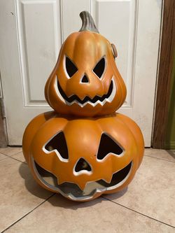 Scary pumpkins Halloween decoration.