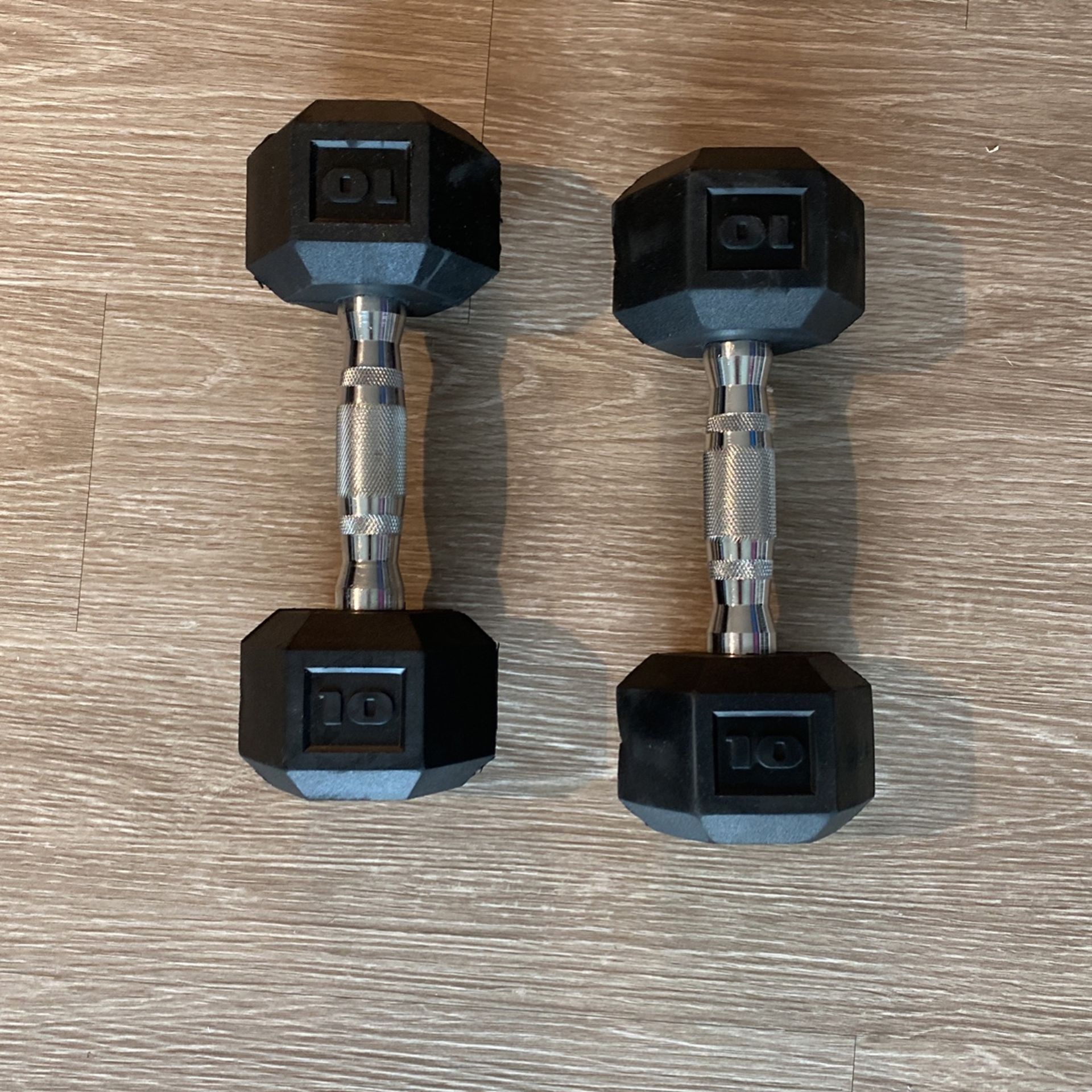 (2) NEW CAP 10 LB Pound Dumbbells Pair Rubber Coated Hex Weights 20LB Total