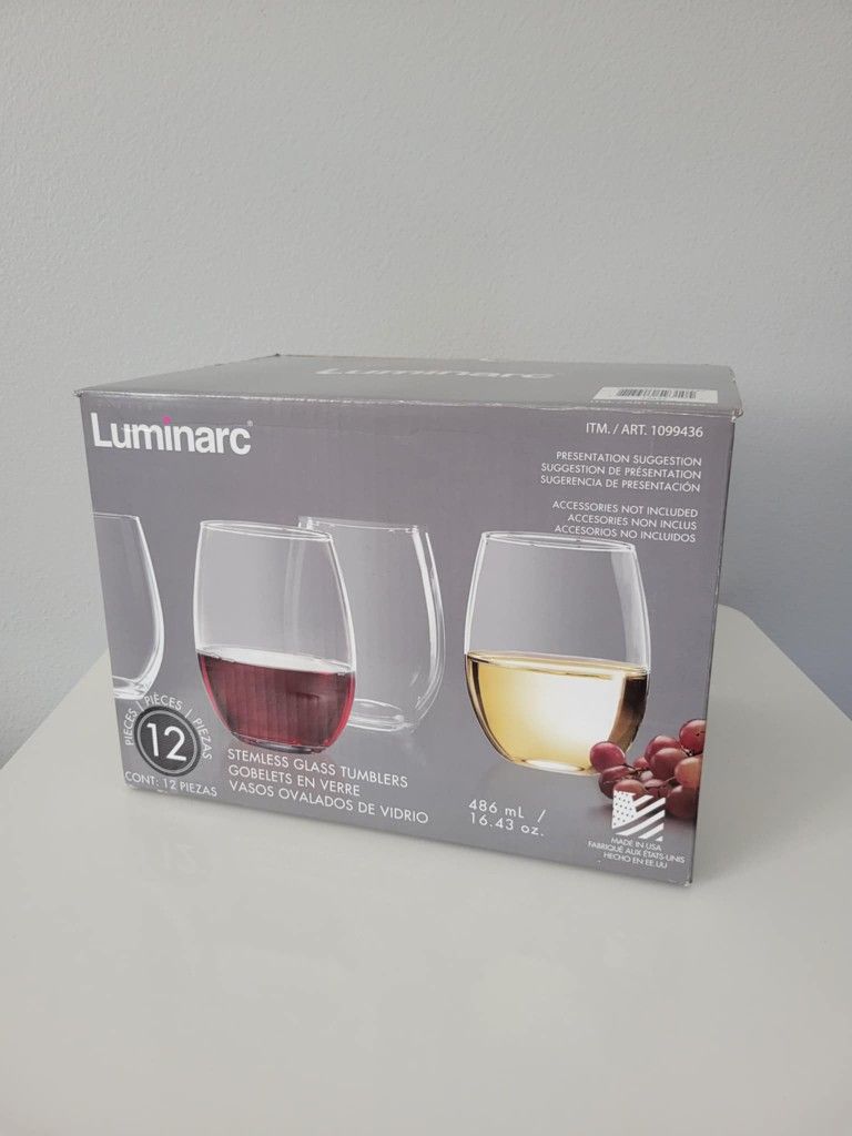 Luminarc Stemless Wine Glasses 12 Count