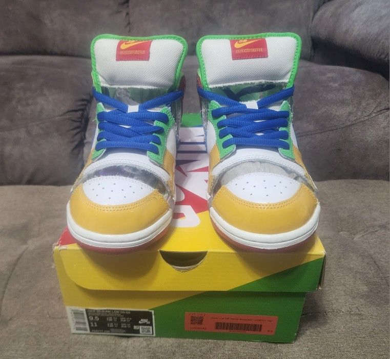 Nike Dunk Low SB eBay Sandy Bodecker White Red Yellow Size 9.5