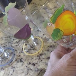 3 FRUIT PAINTED GLASSES