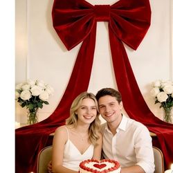 Red Verlvet  Bow Party Decorations New 