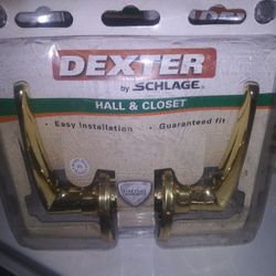 New In Package Dexter By Schlage Door Handles For Hallway Door And Closet Doors Adjustable Latch Bright Brass Finish Easy To Installation There's 6 Pa