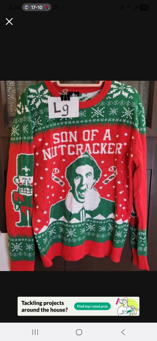 Elf LARGE Christmas Ugly Sweater