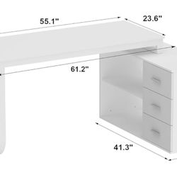 Office Computer Desk Corner Desk with 3 Drawers and 2 Shelves,