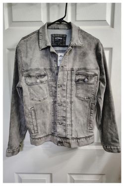 'Express' Distressed Look Buttoned Denim Jacket - Gray - Women's Small *NWT*
