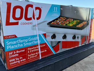 New in the box LoCo Cookers 3-Burner SmartTemp Griddle, Flat Top Grill w/ Prep Area, 36"