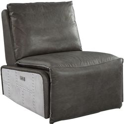Acme Metier Power Motion Recliner in Gray Top Grain Leather and Aluminum