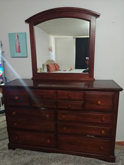 Cherry Wood Dresser with Mirror