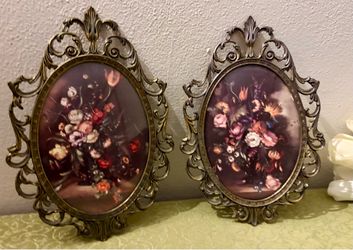 Vintage Brass Framed Ornate Wall Decor