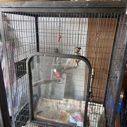 Large Mobile Bird Cage With Decor