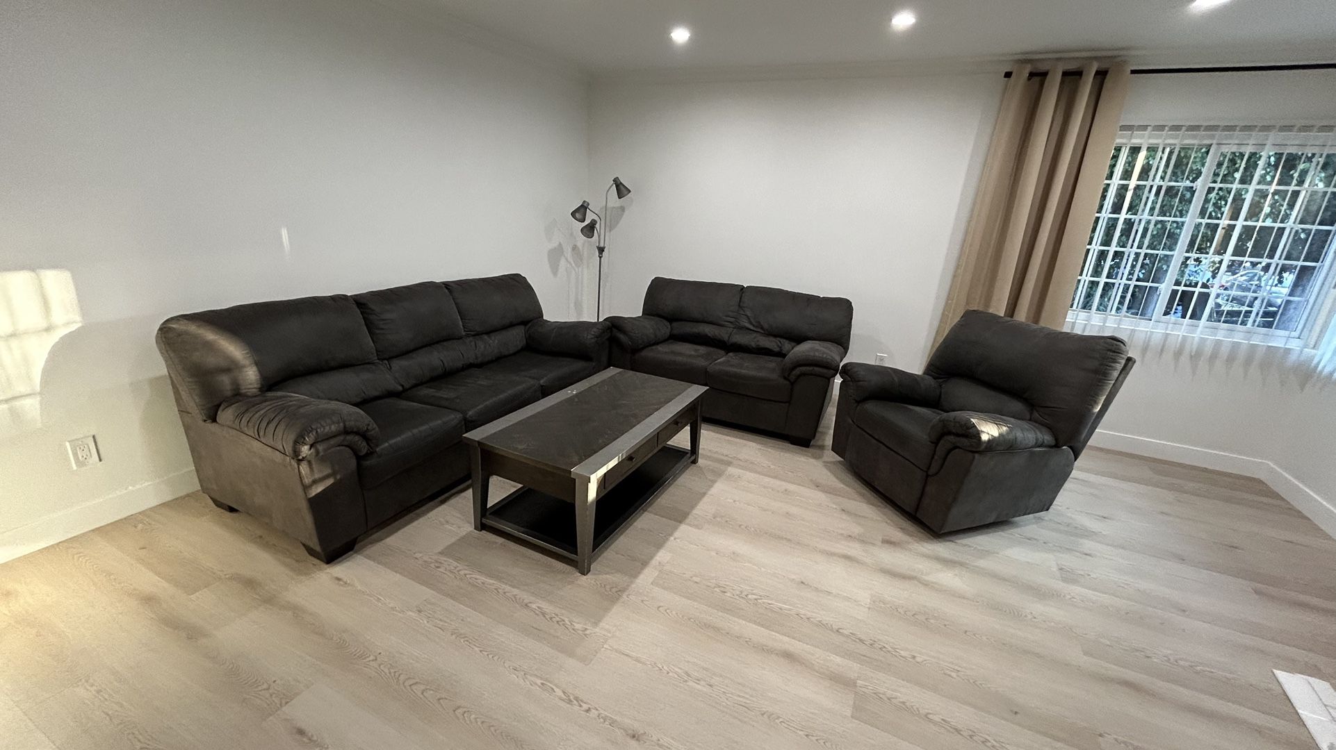 Living Room Sleeper Sofa Set With Recliner And Loveseat And TV Stand