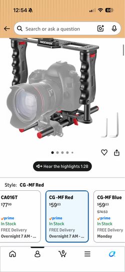 NEEWER Camera Video Cage Film Movie Making Kit, Aluminum Alloy with Top Handle, Dual Hand Grip, Two 15mm Rods, Compatible with Canon Sony Fujifilm Nik