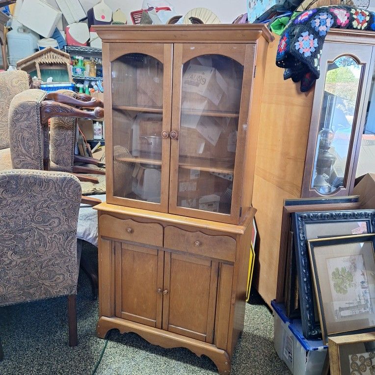 LARGE PRIMITIVE CHINA CABINET