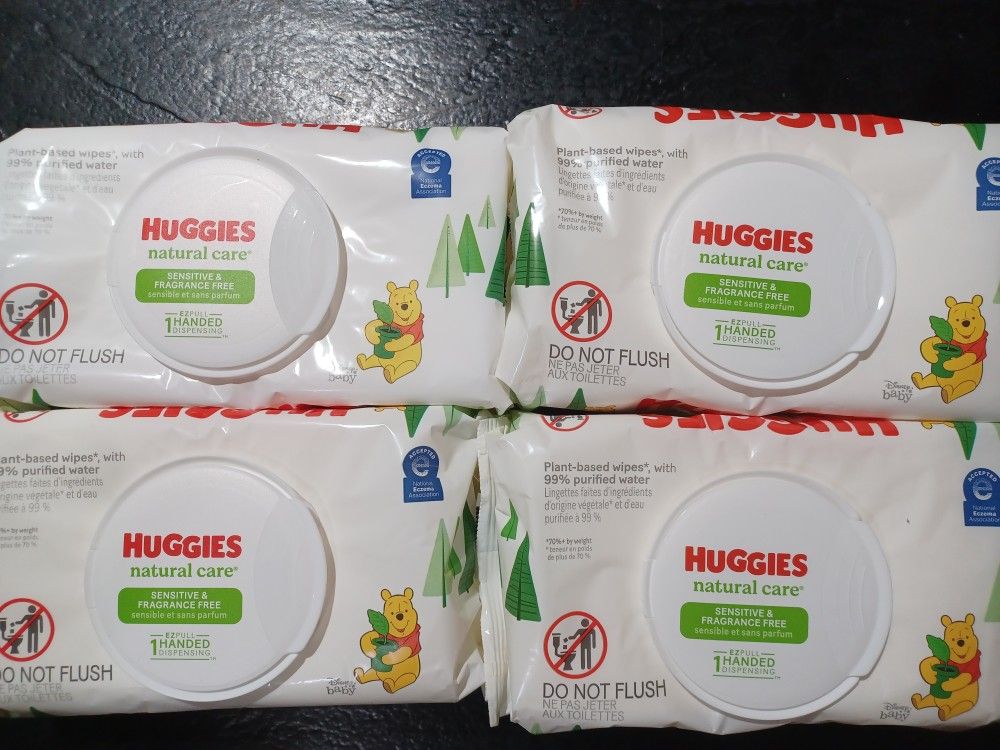 Lot Of 4 Packs Of Huggies Natural Care Wipes. Expire 08/2024 All For $5.50