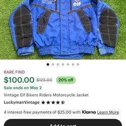 ELF Racing Motorcycle jacket In Great Condition.  No Wear And Tear