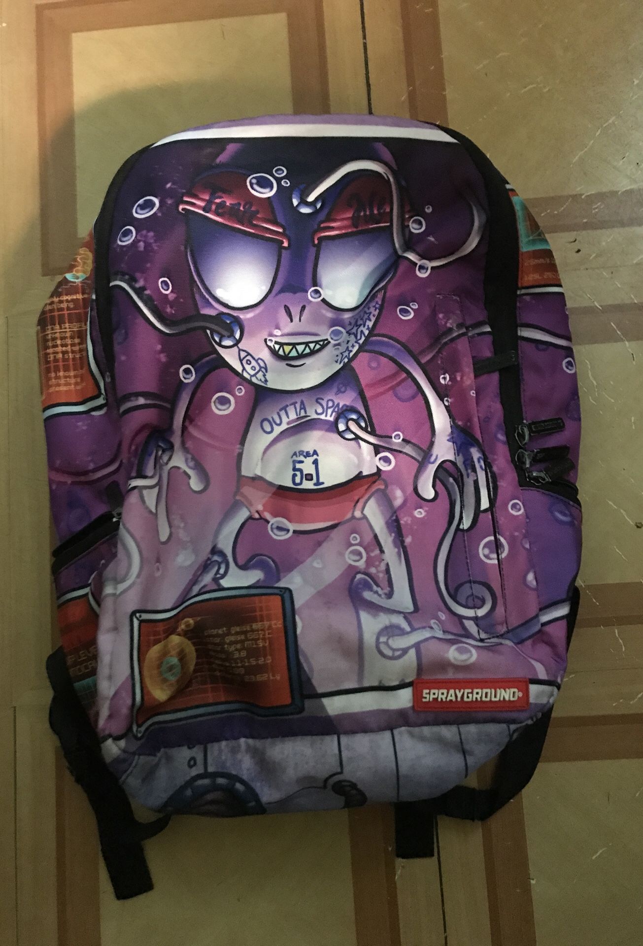 Purple alien sprayground bookbag