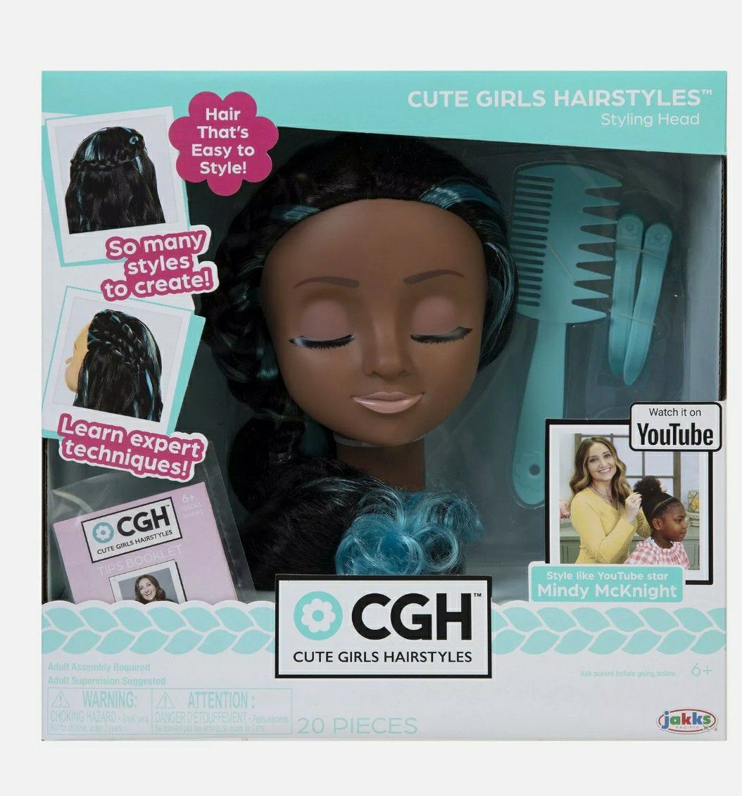 CGH Cute Girls Hairstyles! Styling Head - Black Wavy Hair Doll African American