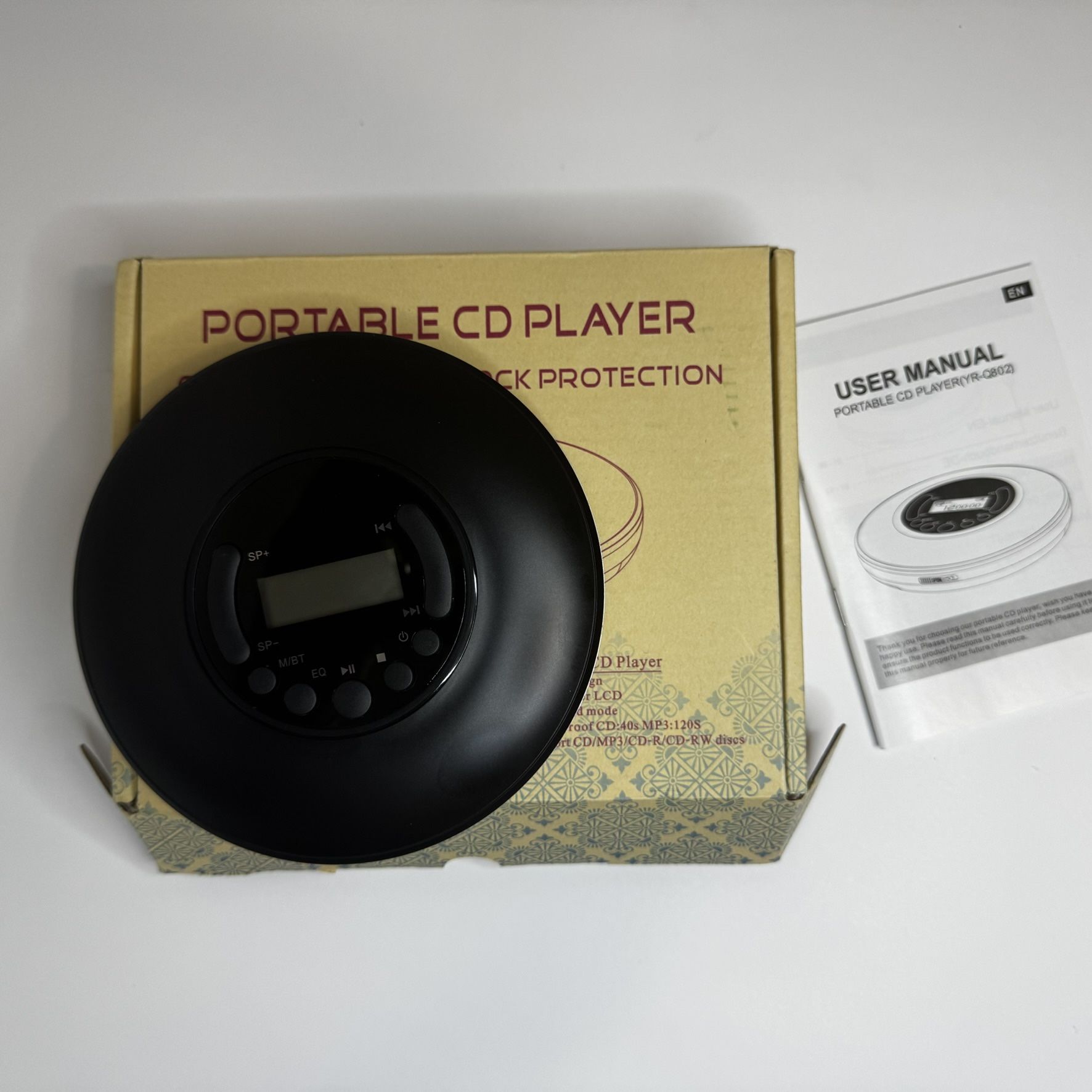CD Player Portable Rechargeable with Speaker Dual Stereo Black