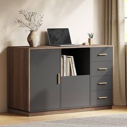 47.2" File Cabinet with Charging Station 5-Drawer Office Storage Cabinet