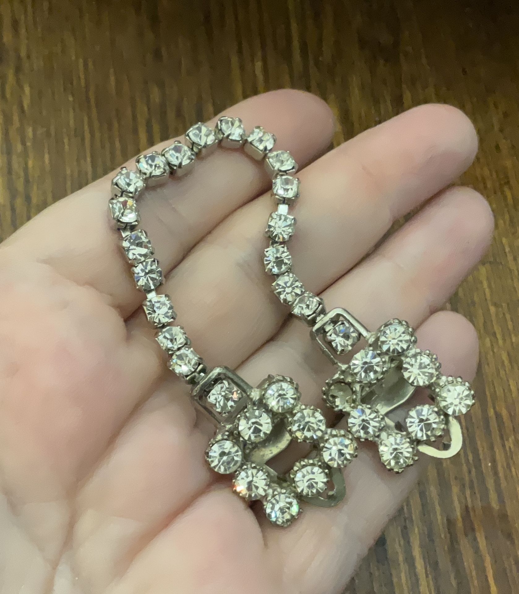 Vintage Rhinestone Sweater Clip- missing one stone
