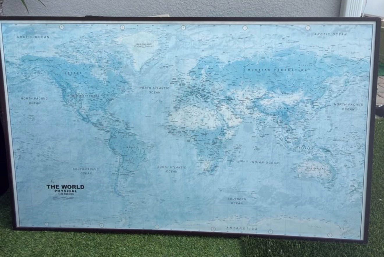 Selling a large world map wall art.