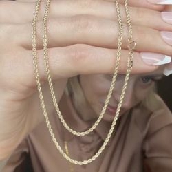 10k gold rope chain 20 inch