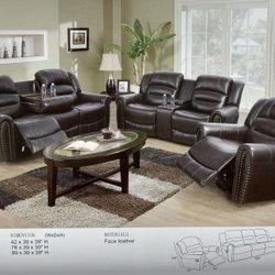 Brand New Faux Leather Combination Sofas Set 