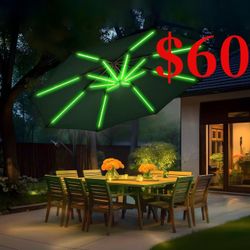 10ft Offset Patio Umbrella, Large Cantilever Umbrella Outdoor Patio with Solar Lights, Dual Charging  