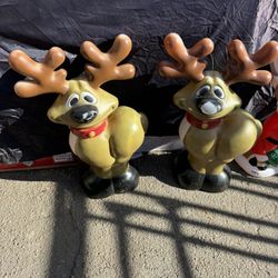 Smiling Reindeer General Foam Blow Mold Christmas Yard Decor 26" 