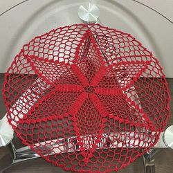 Round 15” Dark Red Handmade Crotchet Doilies 