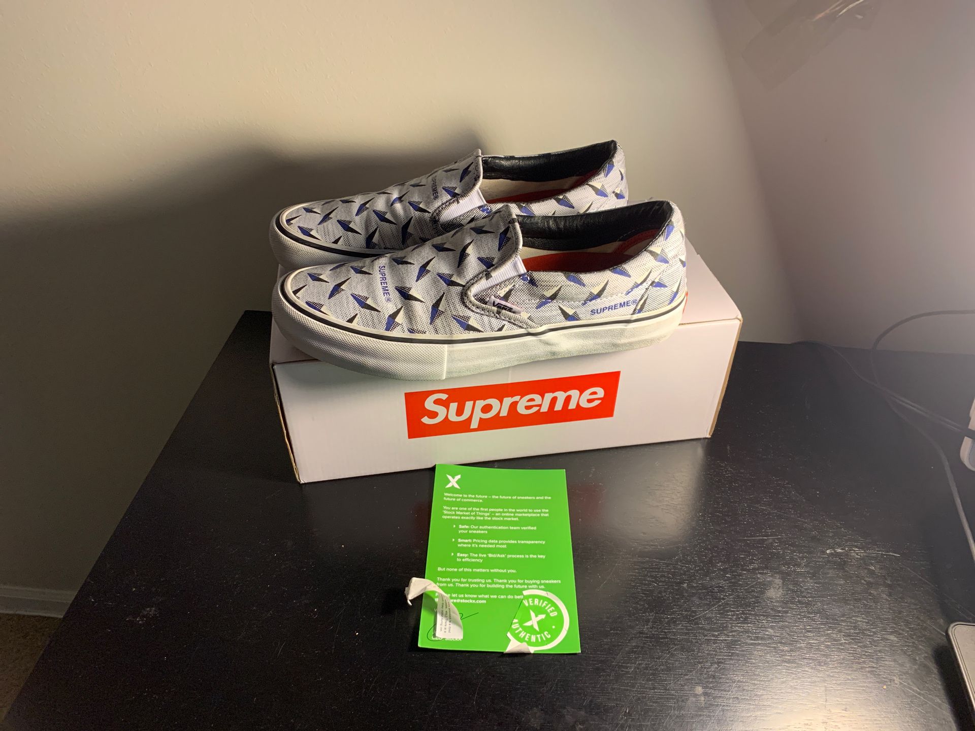 Supreme x vans colab slip one size 8.5