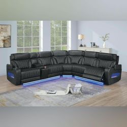 Power Motion Sectional
Power Motion + LED + Adjustable Headrest + Cup Holders + Armrest W/ Flip Top Storage + Console W/ Wireless Charging Station + 