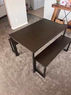 Dining or Work Table w/ Two Benches