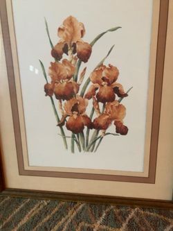 kly Listing title idea Framed Iris Floral Wall Art Print – Neutral Tones – Large