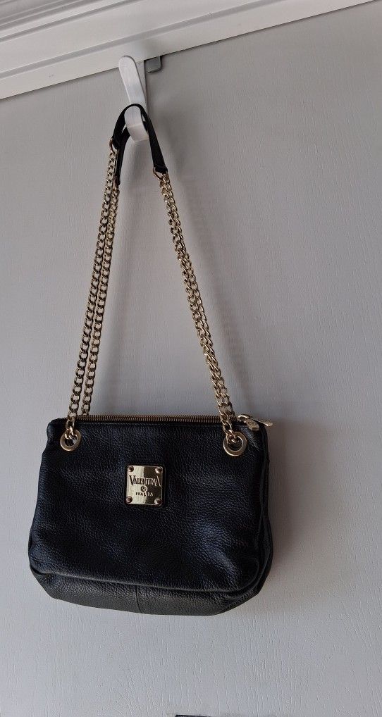 Genuine Valentina Pepple Leather Bag Gold Straps