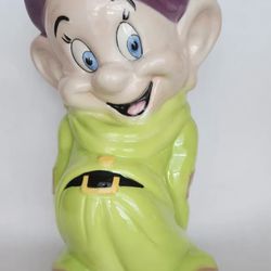 Vintage Dopey Cookie Jar Snow White and the 7 Dwarfs Treasure Craft Disney 15"