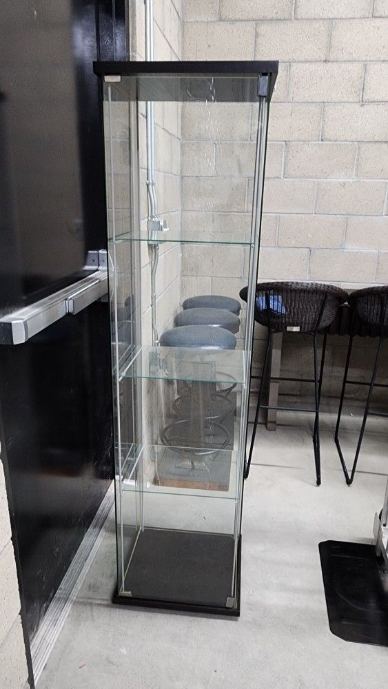 IKEA デトルフ Ikea DETOLF Glass-door cabinet, black-brown, 16 3/4x64 1/8 