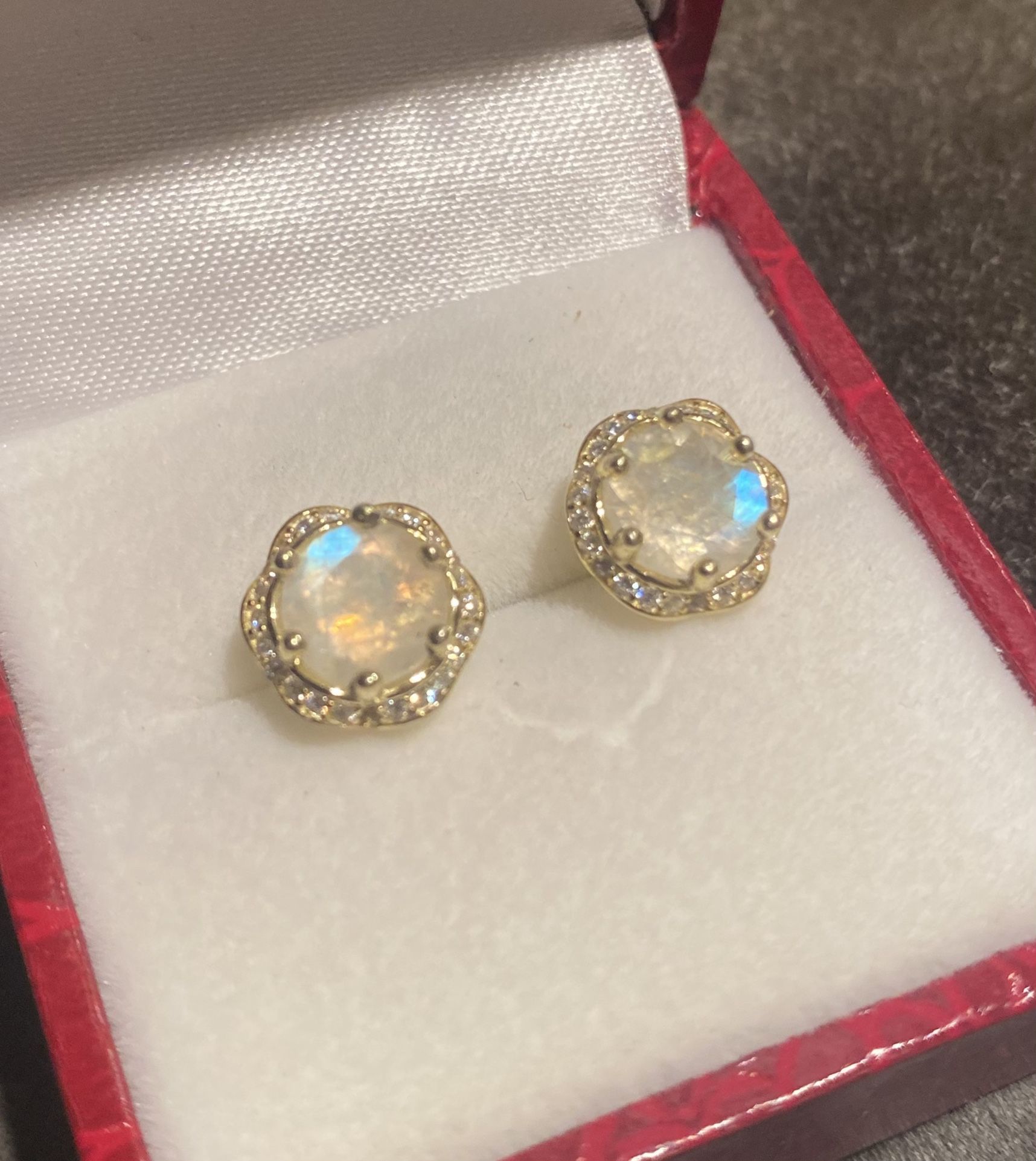 Moonstone Gold Earrings 925