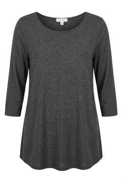 Free to Live 3/4 Sleeve Top Dark Gray Women's Shirt, Size