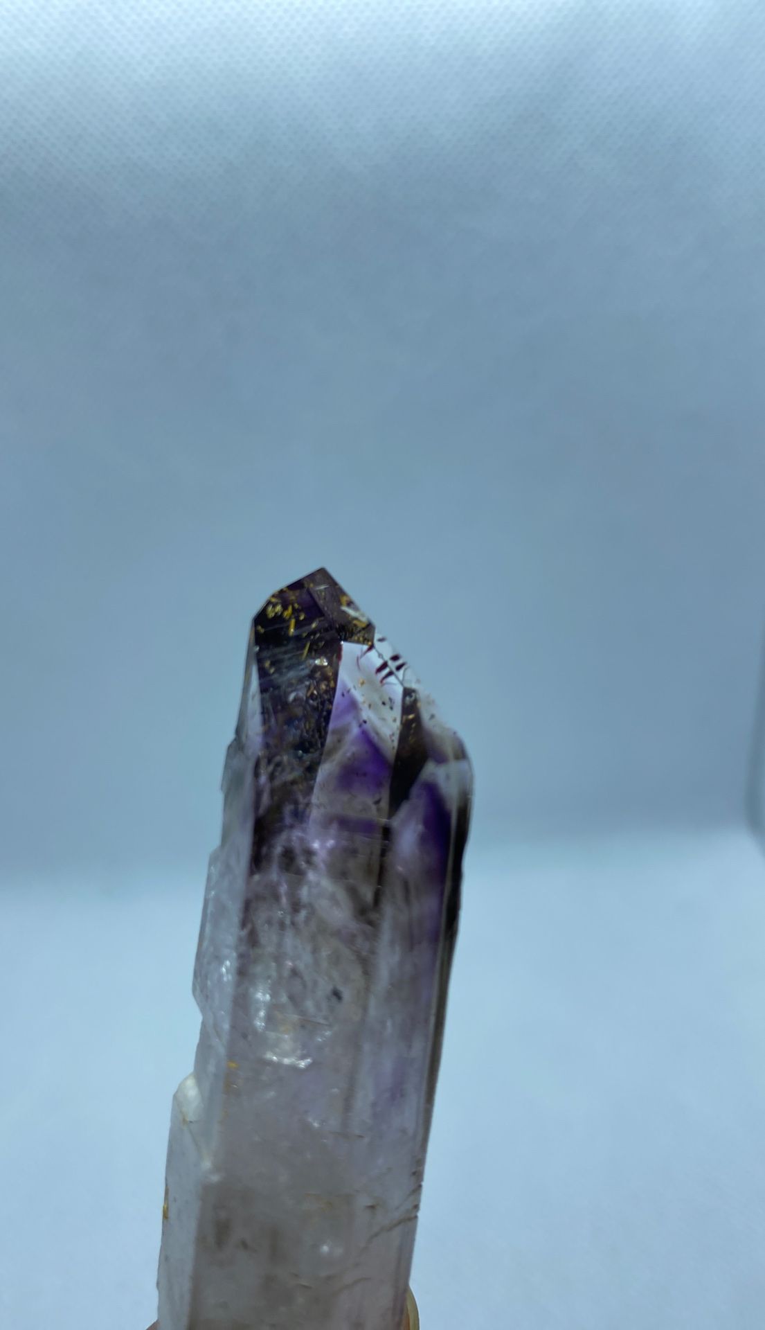 Amethyst Crystal High Quality Stone Smokey amethyst with Enhydro windows a keyed section and amazing color and clarity