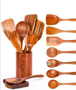 Utensil Set 9 Piece Natural Teak